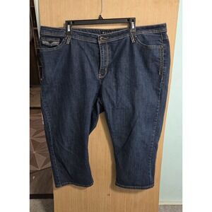 Salt Works Size 22W Women's‎ Dark Blue Denim Med Rise Capri /Crop Jeans